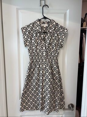 Monteau Black & Cream Geometric Shirt Dress